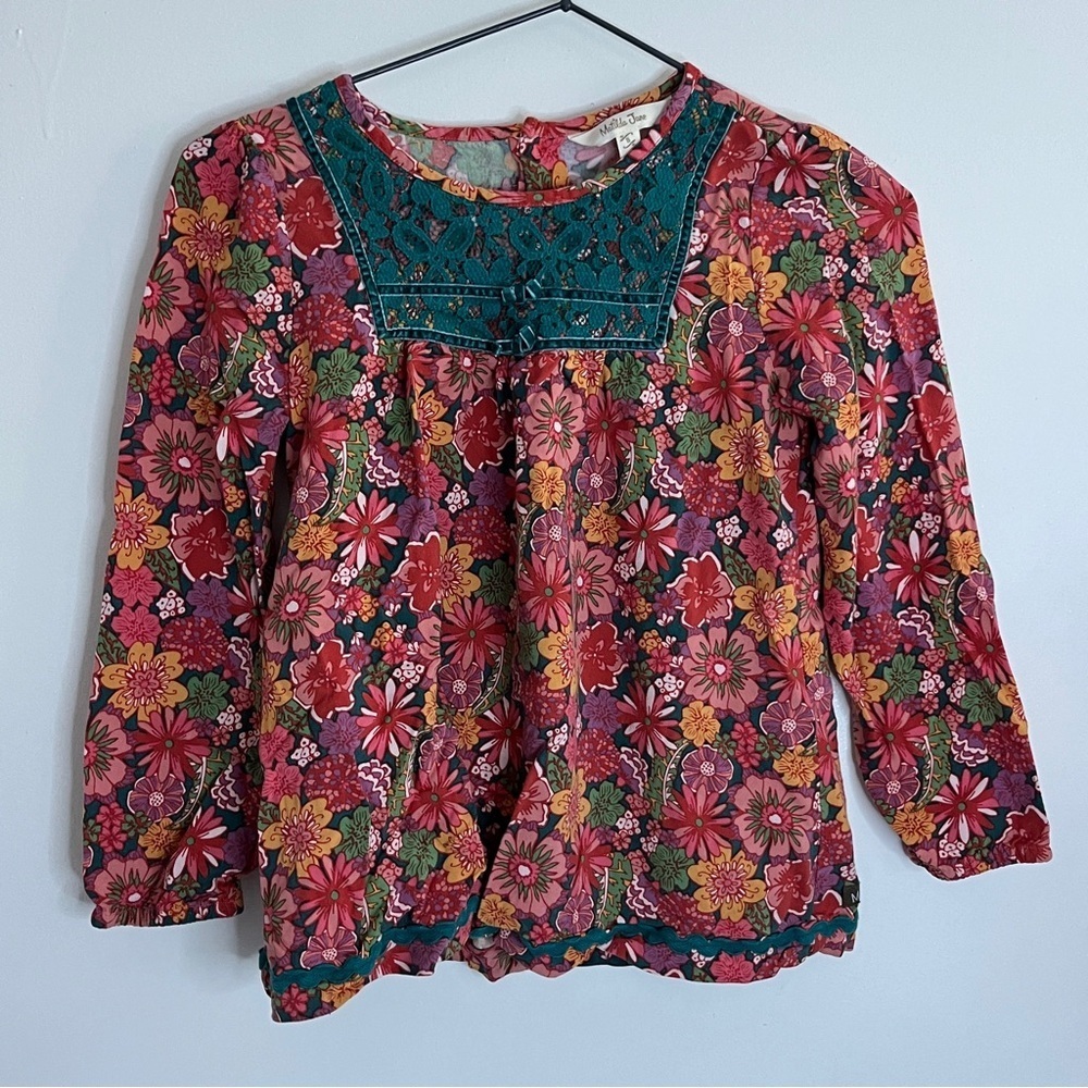 Matilda Jane Pink Girls Fresh Baked Floral Print Long Sleeve Blouse Top